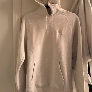 stussy white hoodie. mens small, women’s medium.